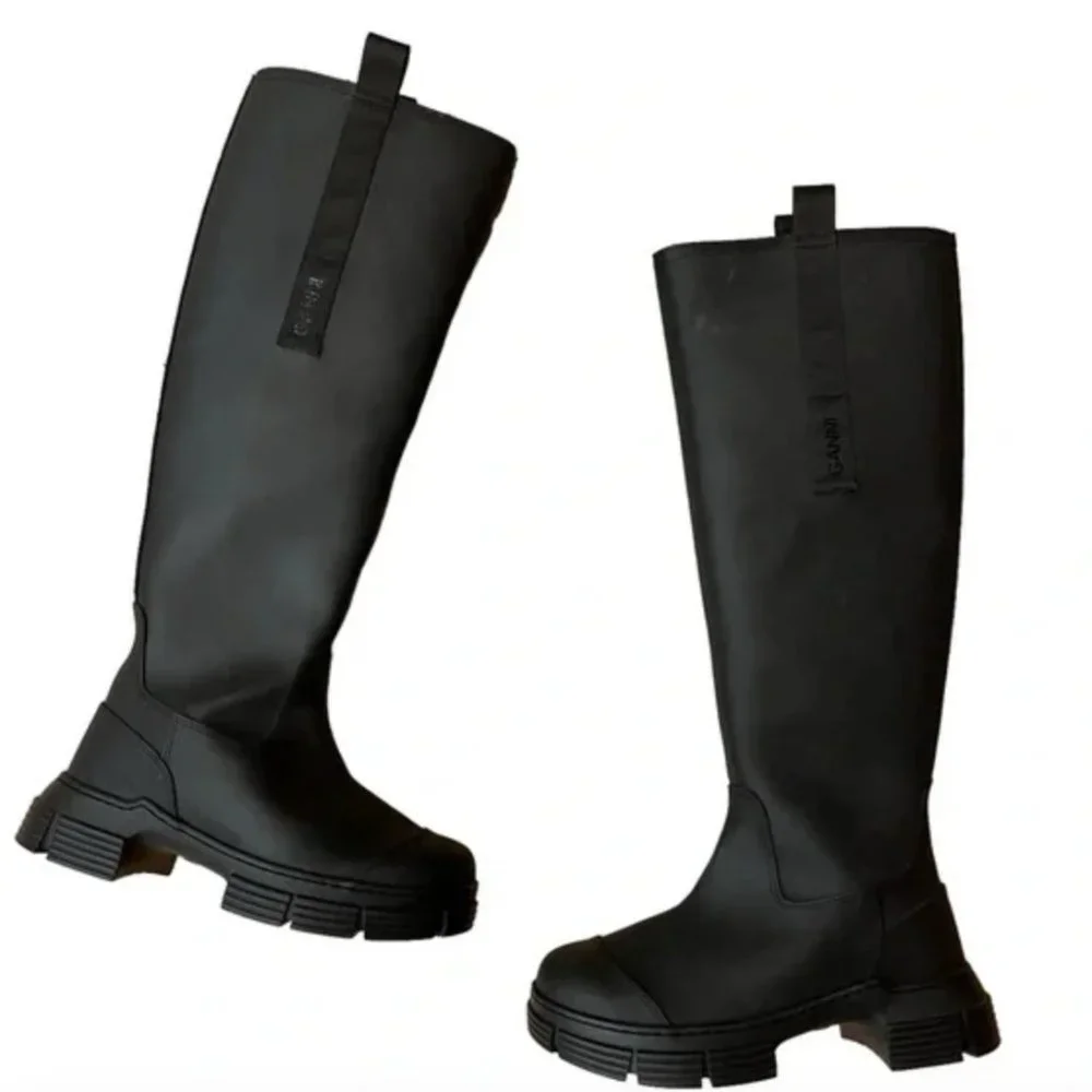 Ganni Black Tall Rain Boots